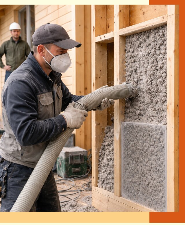 Утепление дома из бруса эковатой в Сланцах от 1911 руб/м2 | ТепломастерСлы