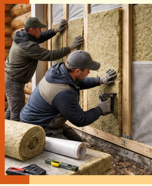 Утепление бревенчатого дома под ключ в Сланцах