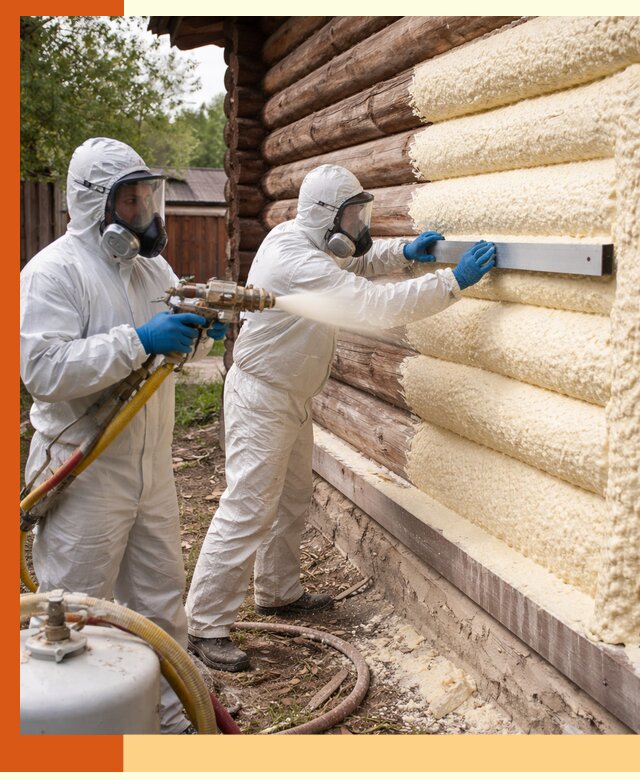 Утепление бревенчатого дома ППУ в Сланцах эффективной изоляцией