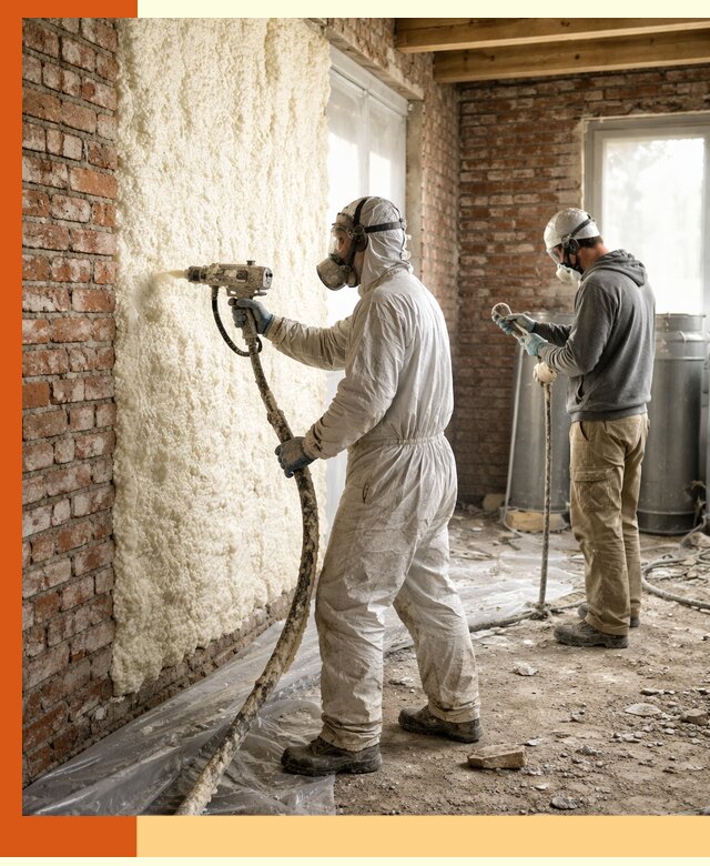 Утепление кирпичного дома пенополиуретаном в Сланцах