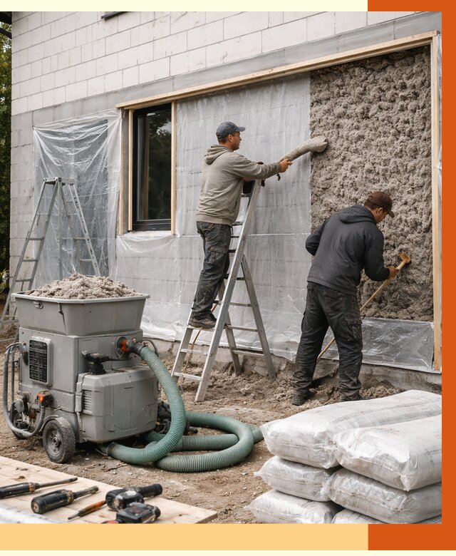 Утепление дома из газобетона эковатой в Сланцах от 4649 руб./м2 | ТепломастерСлы