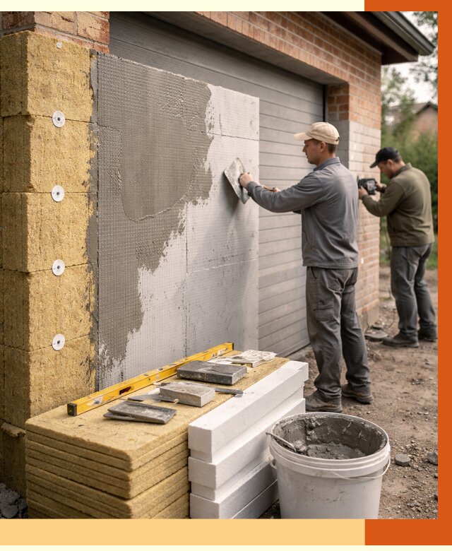 Утепление гаража снаружи в Сланцах от 4339 руб. за м2 — наружное утепление под ключ | ТепломастерСлы