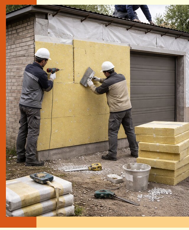 Утепление гаража снаружи в Сланцах качественно и надёжно