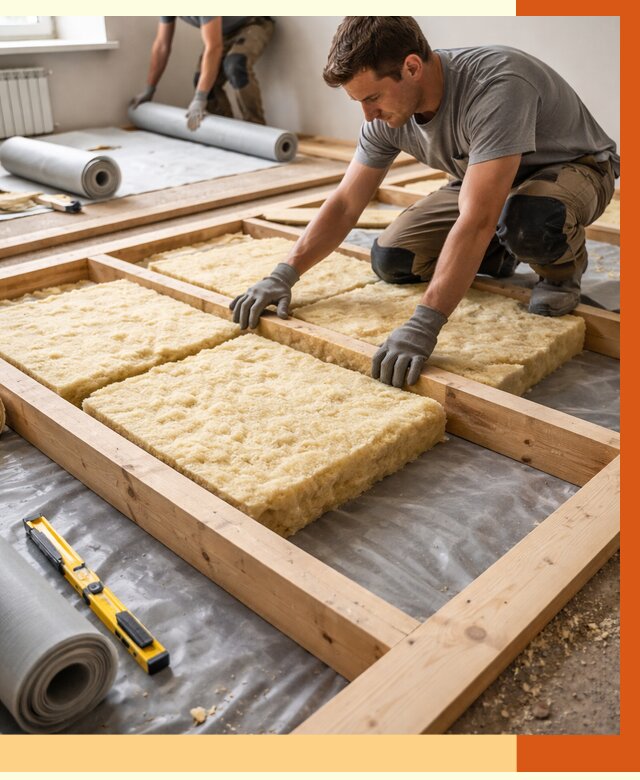 Утепление деревянного пола в Сланцах от 1550 руб./м2 под ключ | ТепломастерСлы