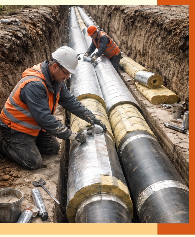 Утепление теплотрассы в Сланцах от 4649 руб./м2 — ппу и комплексная изоляция | ТепломастерСлы