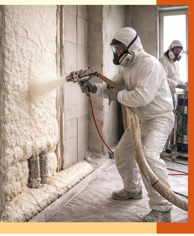 Напыление пенополиуретана в Сланцах от 7749 руб./м2 — услуги и монтаж ППУ | ТепломастерСлы