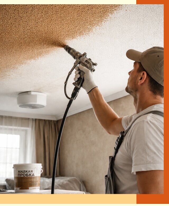 Утепление потолка жидкой пробкой в Сланцах от 3616 руб. | ТепломастерСлы