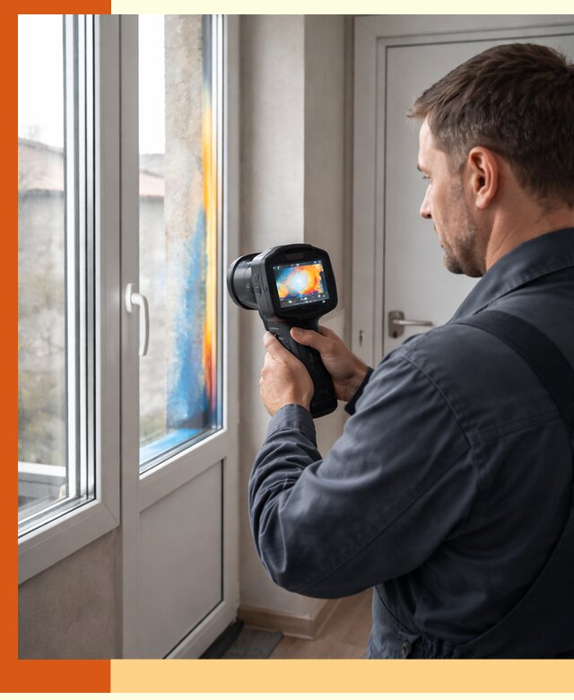 Тепловизионное обследование окон и дверей в Сланцах